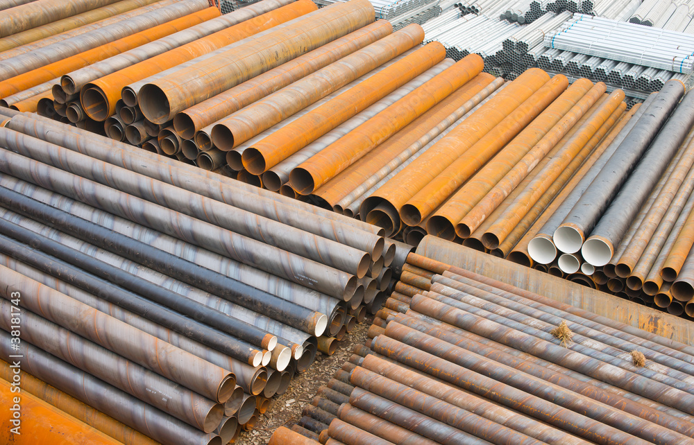 Steel pipe in warehouse