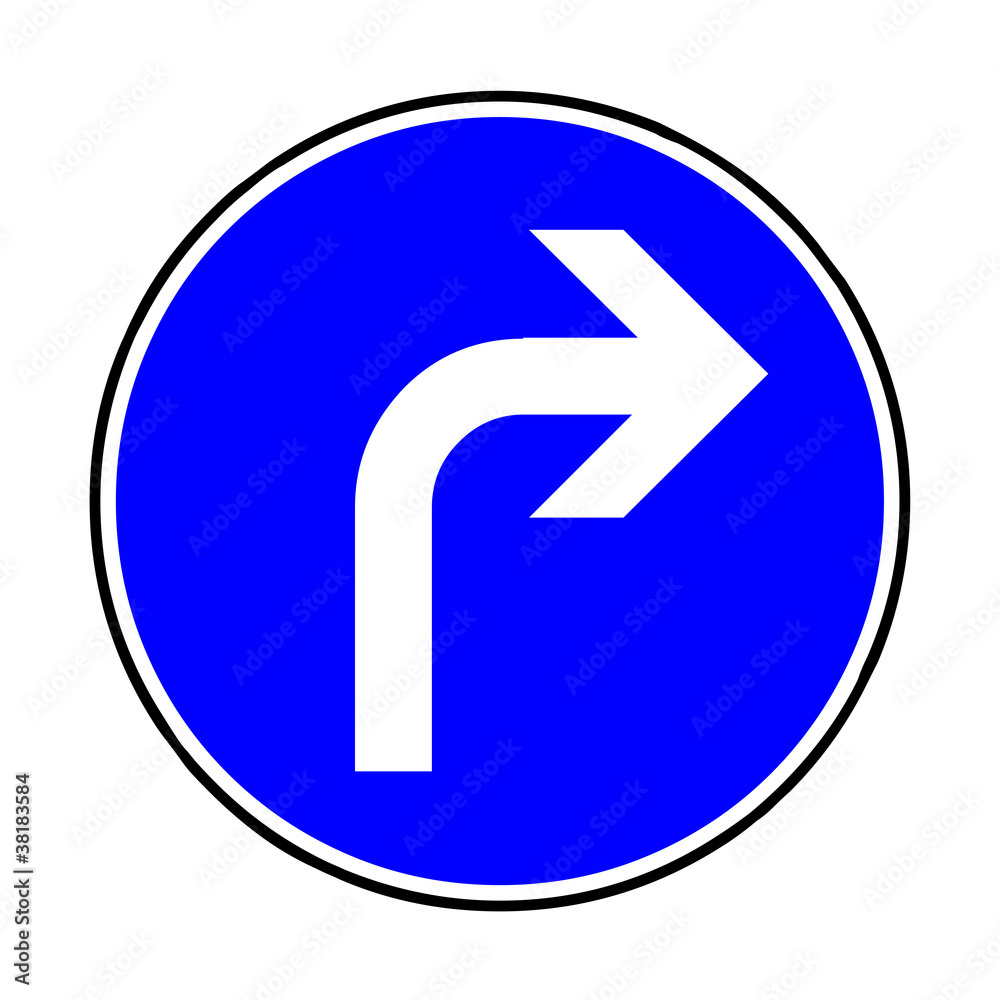 Verkehrsschild - 209 vorgeschriebene Fahrtrichtung rechts Verkehrsschild - 209 vorgeschriebene Fahrtrichtung rechts