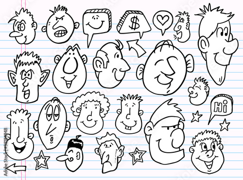 Notebook Doodle Sketch  Face Vector Set