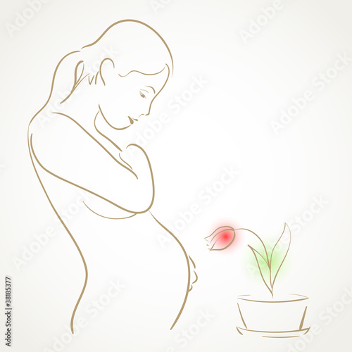 pregnant woman and a flower