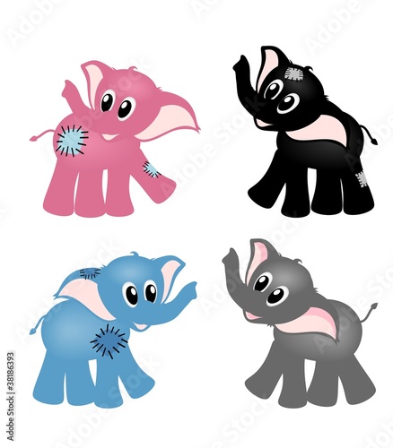 four cute elephants