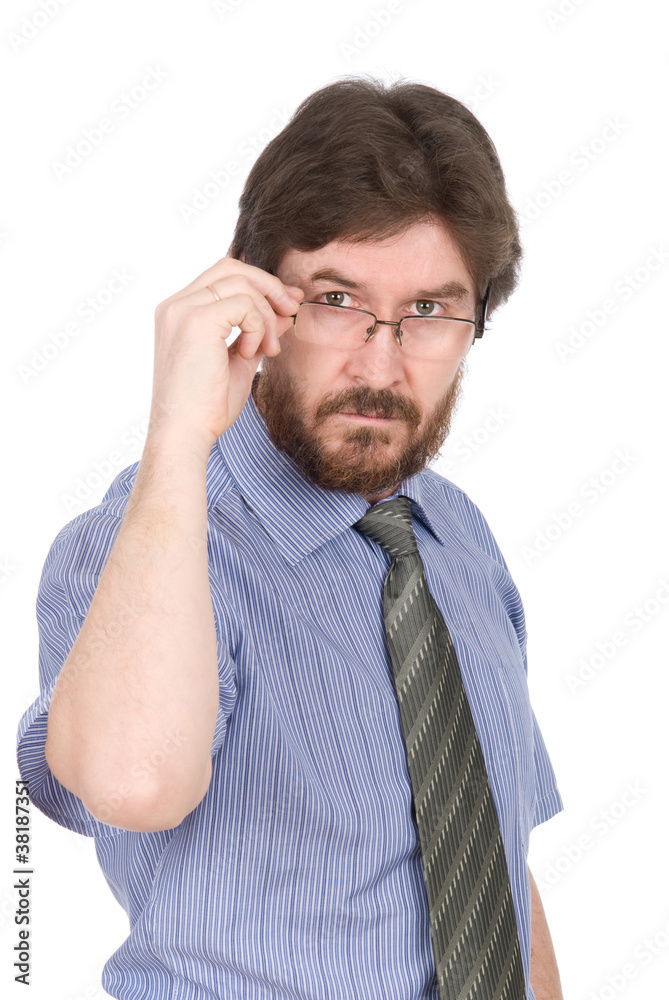 Portrait of a serious young man in glasses Portrait of a serious young man in glasses
