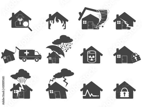 set of house disaster icon