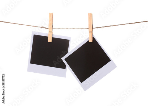 Wallpaper Mural Photo paper hanging on the clothesline isolated on white Torontodigital.ca