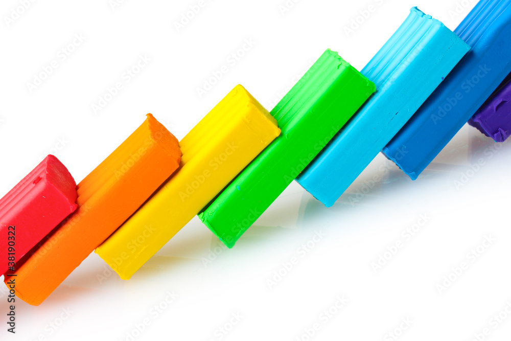 Children bright\ plasticine isolated on white Children bright\ plasticine isolated on white