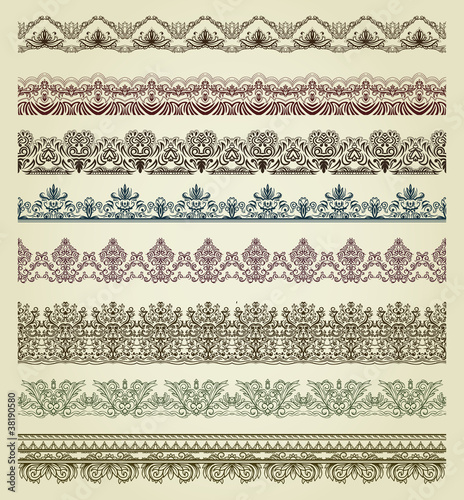 Set of vintage borders. Could be used as divider, frame, etc