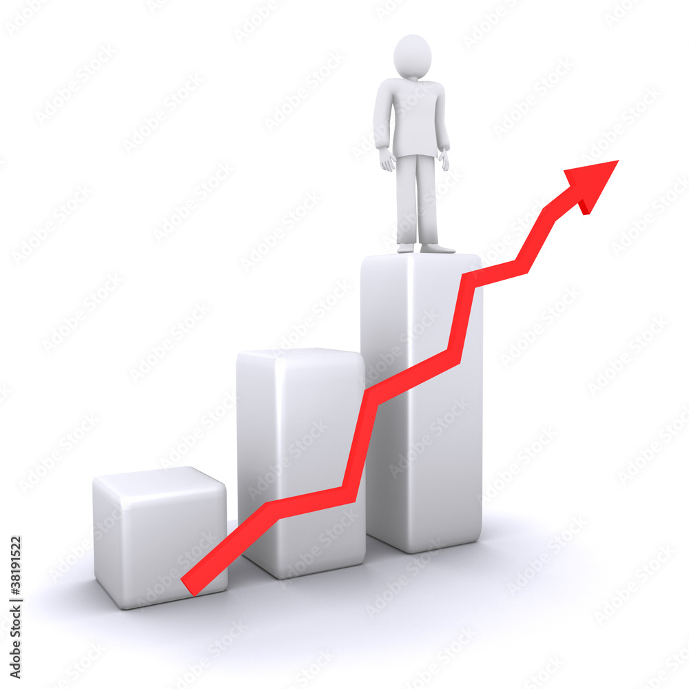 man who stands on top of  success graph