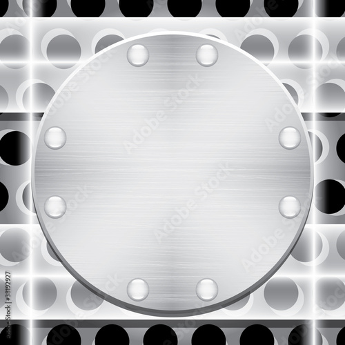 Metal plate with rivets and glass plates