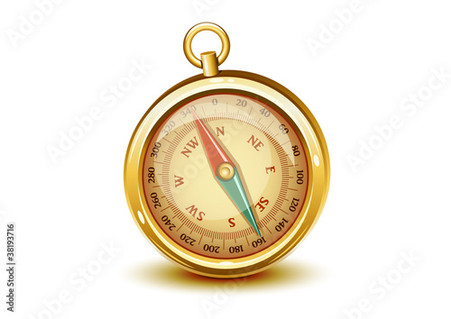 golden realistic compass