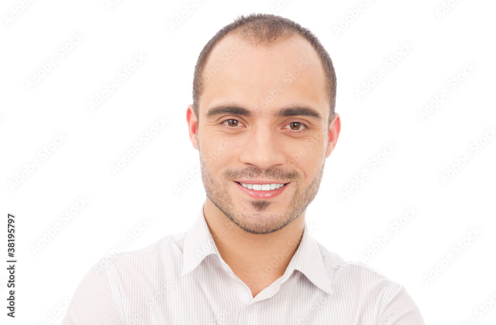 Handsome smiling man. Isolated over white background. Handsome smiling man. Isolated over white background.