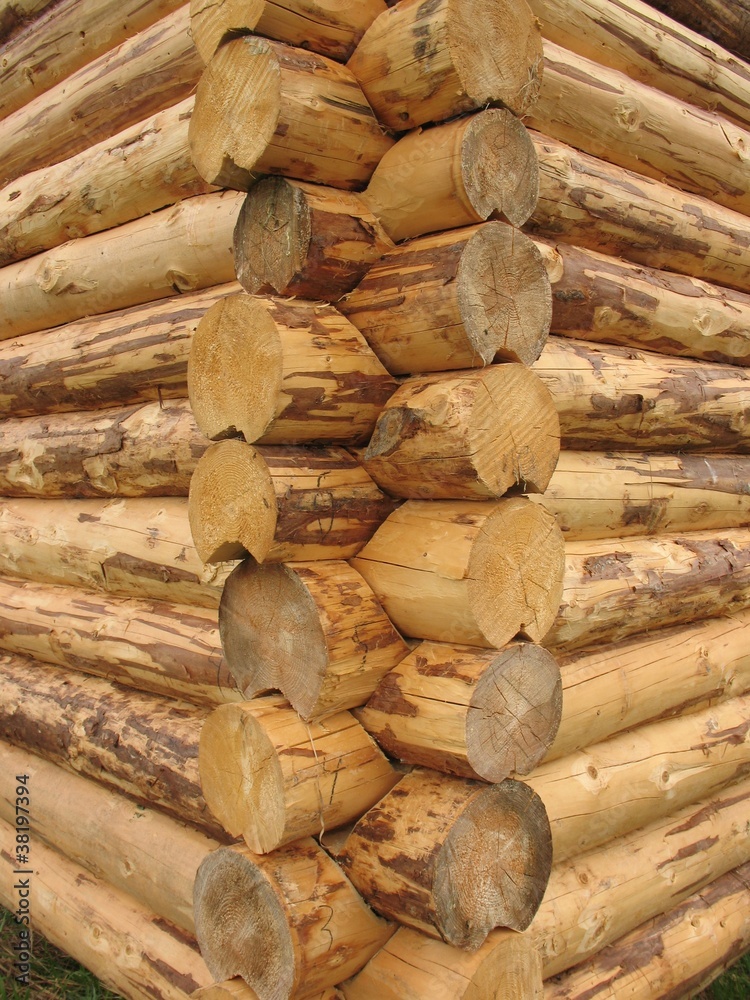Corner bath with chopped peeled from logs Corner bath with chopped peeled from logs