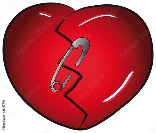 Broken heart with safety-pin
