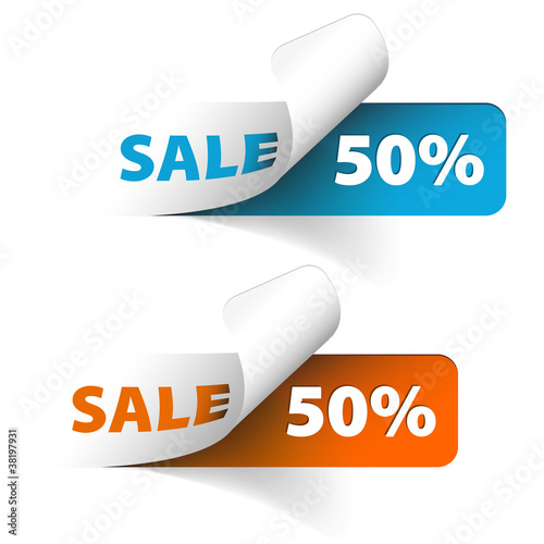 Vector Blue and orange sale coupons (50% discount)