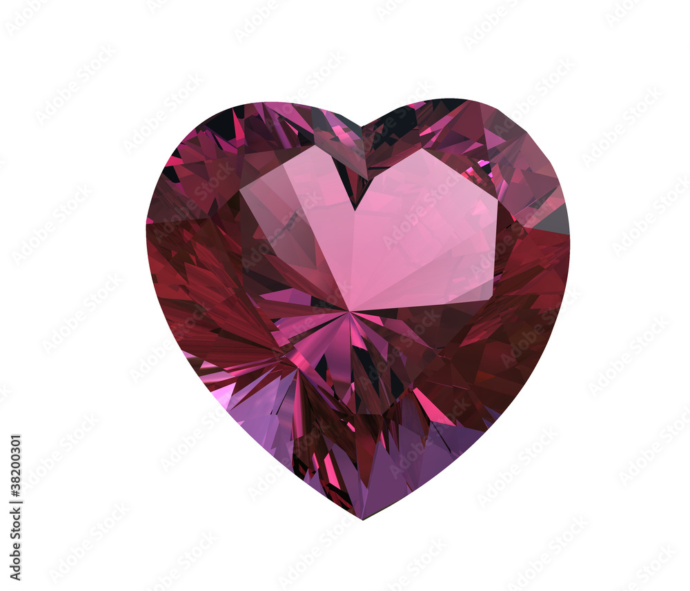 Ruby shape of heart. Valentinr's Day symbol