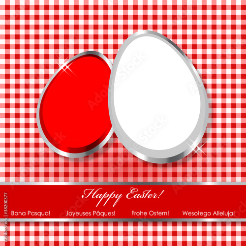 Osternfrühstück Tischdecke Rot Weiss Silber