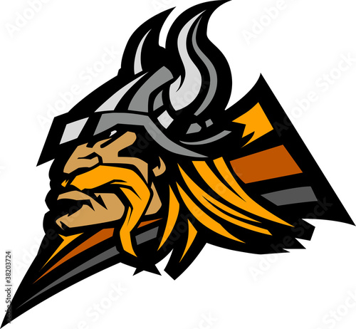 Viking Mascot Vector Graphic with Horned Helmet