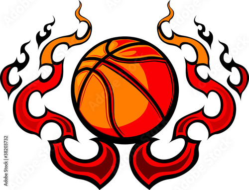 Basketball Template with Flames Vector Image