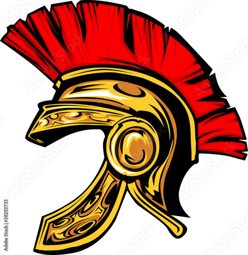 Spartan Trojan Helmet Mascot Vector Image.