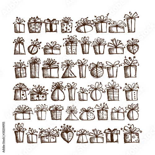 48 gift box icons for your design