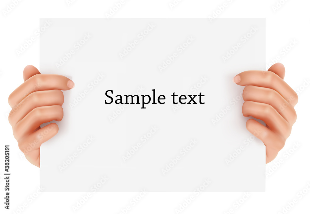 Two hands holding business object. Vector. Two hands holding business object. Vector.