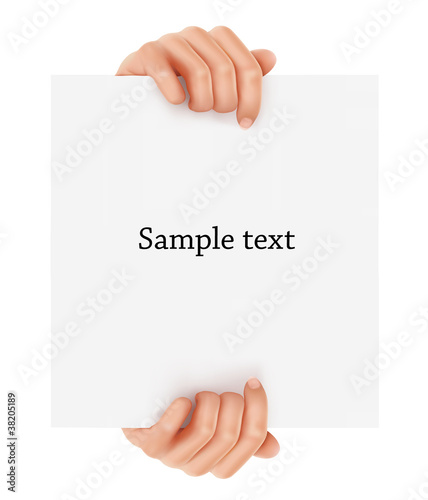 Hands holding business object. Vector illustration