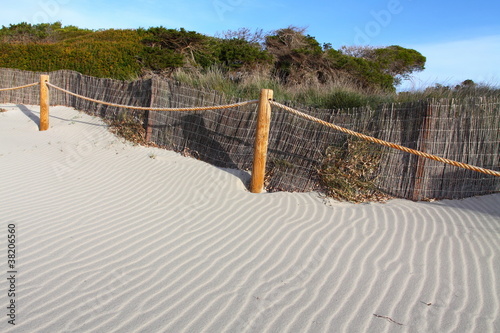 Sand dunes with grass and blue sky