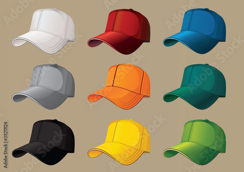 Baseball caps.