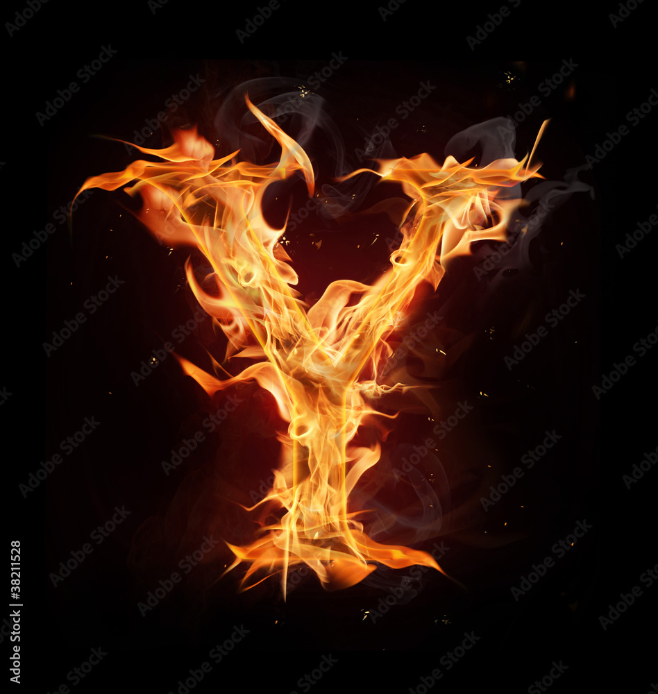 Fototapeta premium Fire alphabet letter 