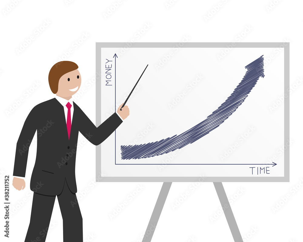 Businessman and graph. Vector illustration. Businessman and graph. Vector illustration.