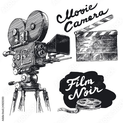 movie camera-original hand drawn collection #38212383