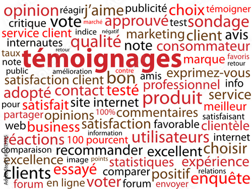 Nuage de Tags "TEMOIGNAGES" (vote avis clients bouton mots-clés)