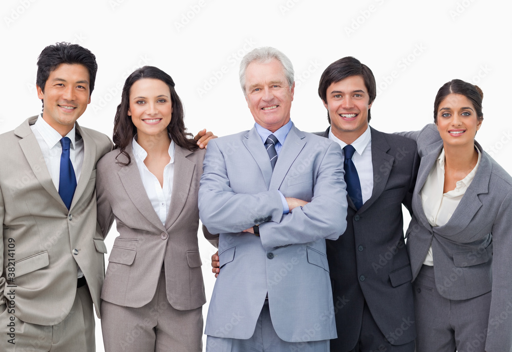 Successful senior businessman with his team Successful senior businessman with his team