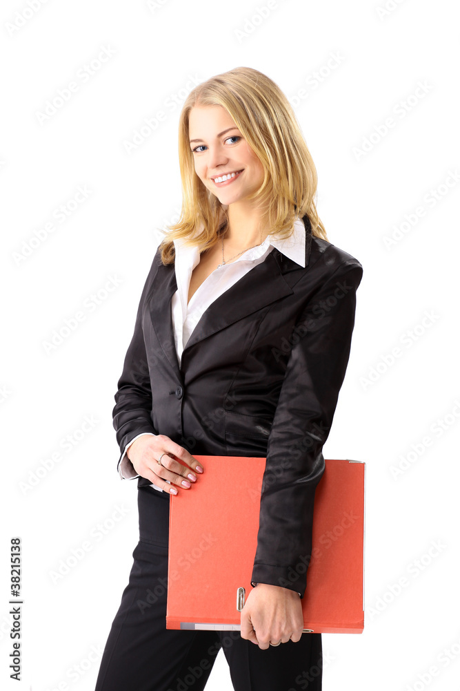 young business woman with red folder young business woman with red folder