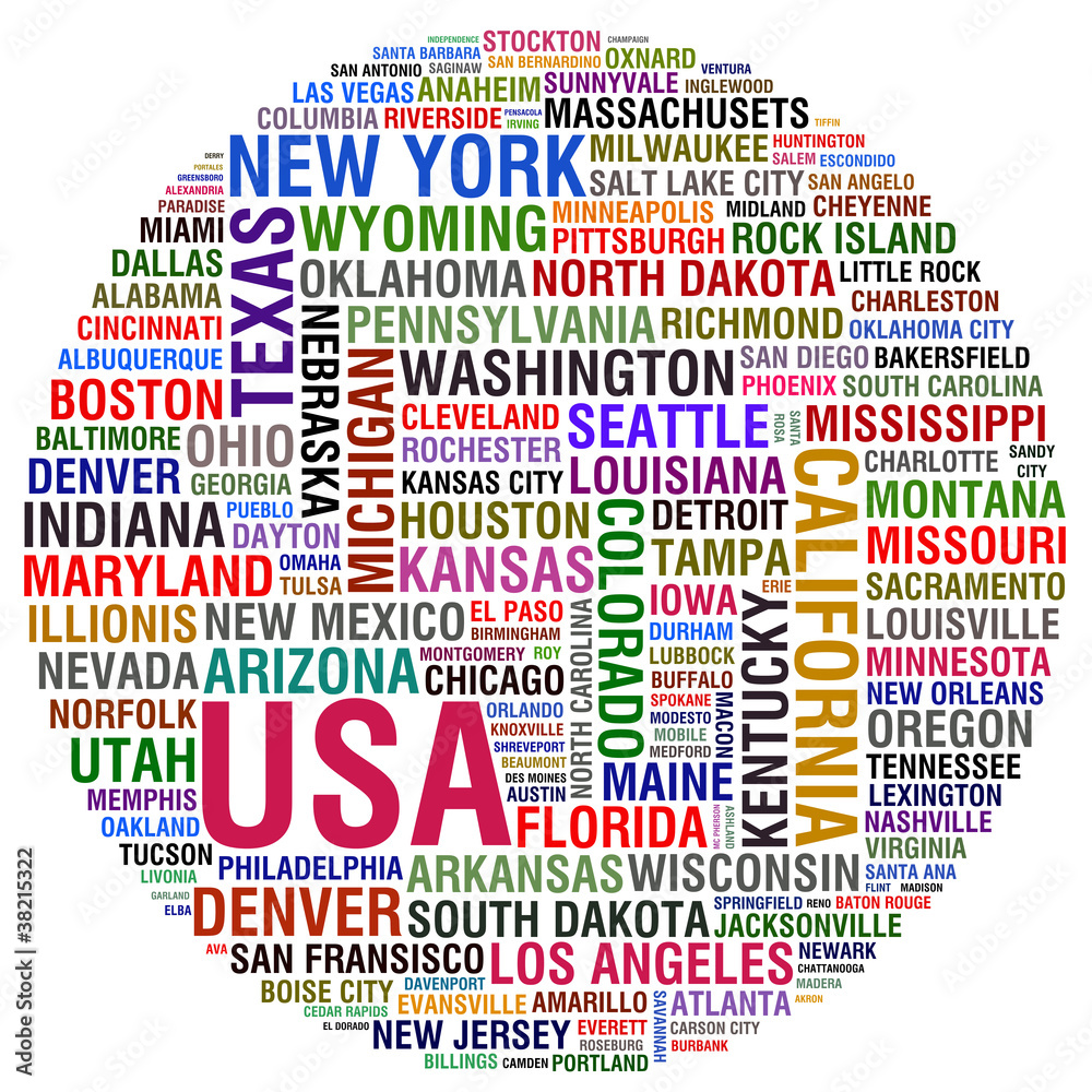 Fototapeta premium USA Cities ans States