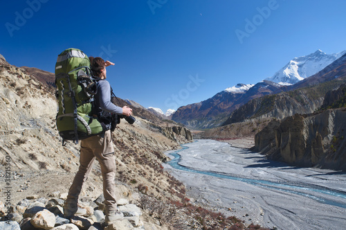 Lone trekker  looking into the distance