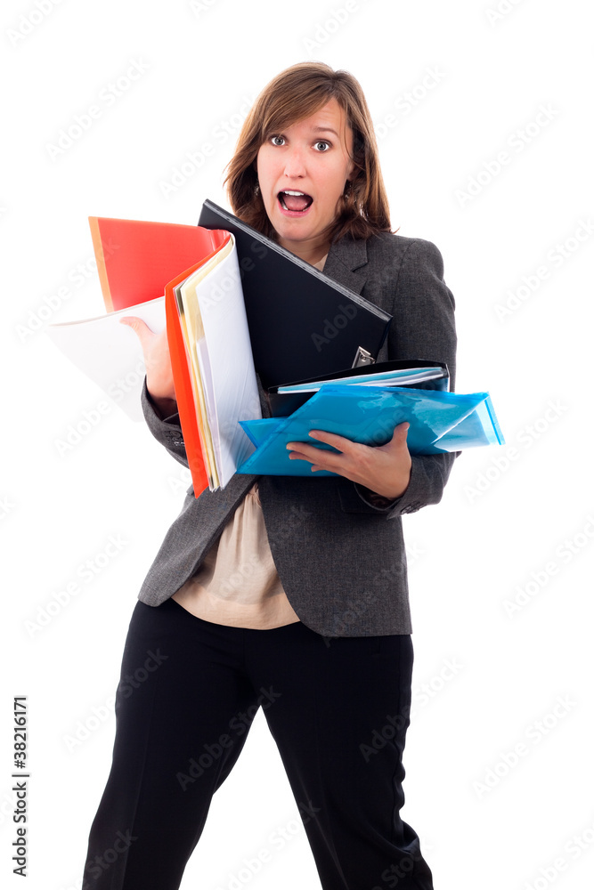 Stressed busy business woman hurry Stressed busy business woman hurry