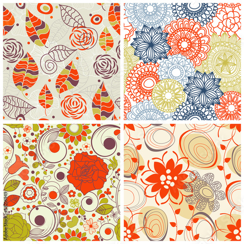 Floral seamless pattern set in trendy colors