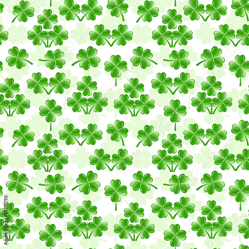 vector illustration of seamless pattern with four leaves clover