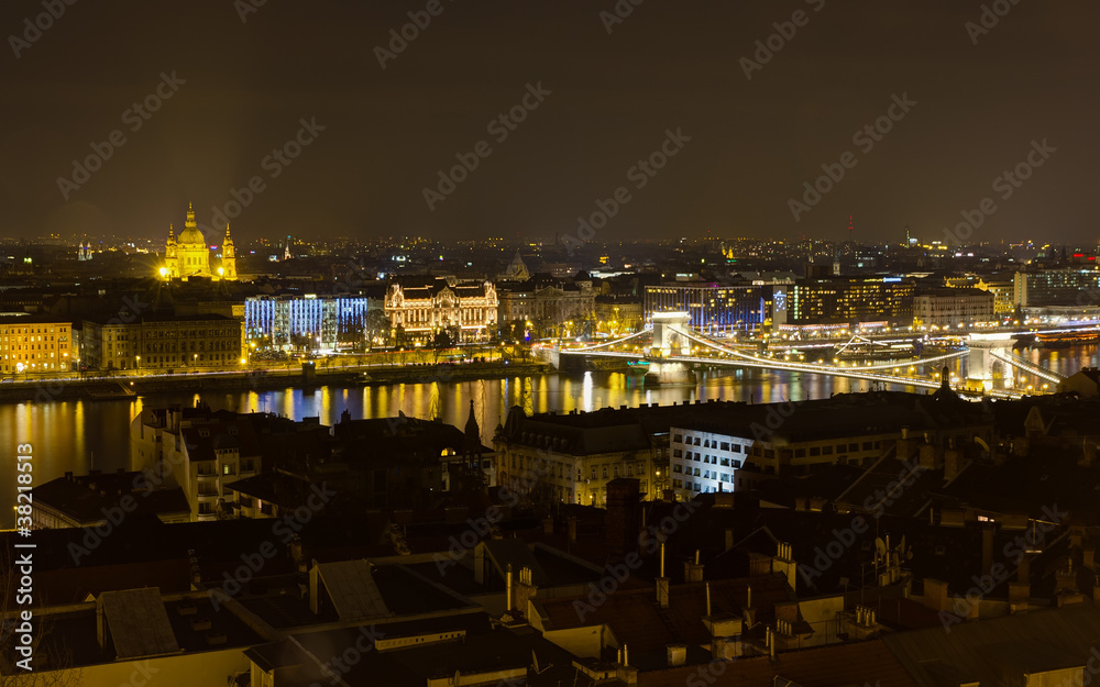 Fototapeta premium Budapest night view from Fisherman's Bastion
