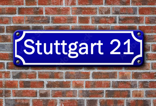 Obraz na płótnie Strassenschild Stuttgart 21 w salonie