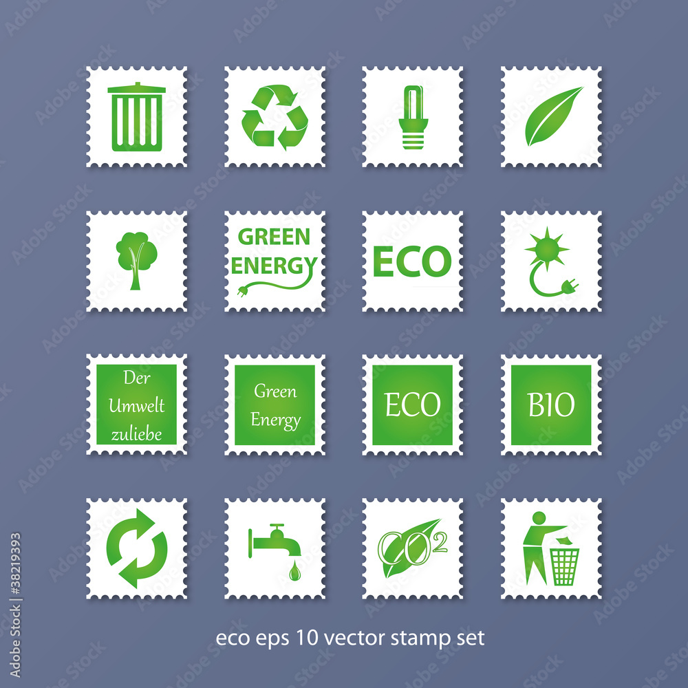 eco vector stamp set illustration