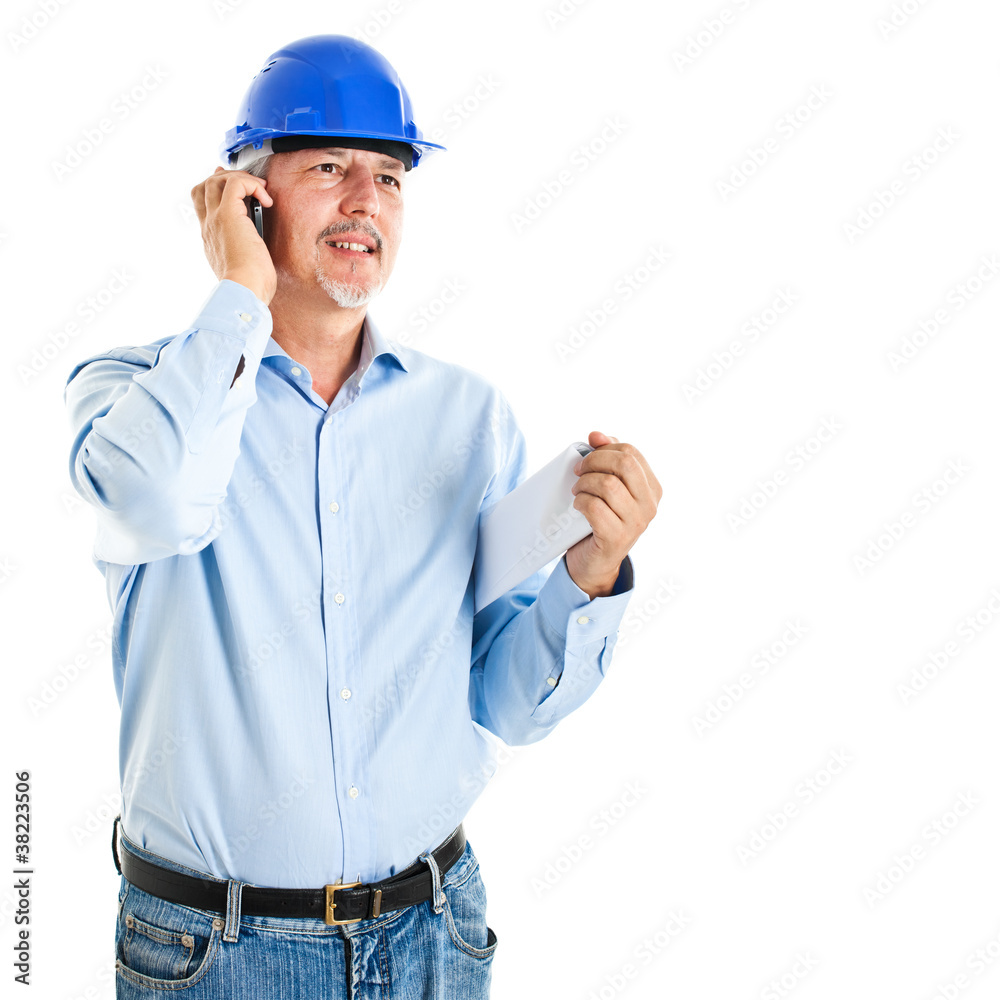 Engineer talking at the phone