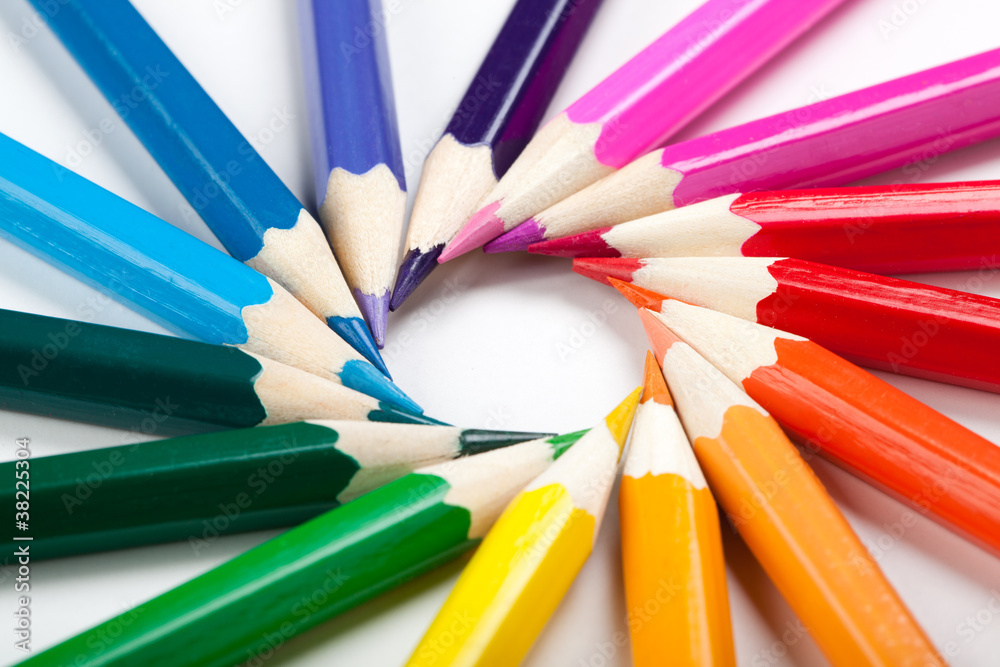 color pencils on white background. color pencils on white background.