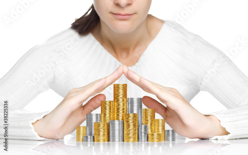 Shiny new money saving or care concept