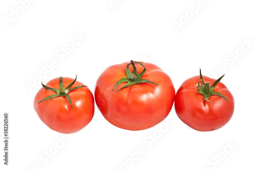 three Ripe red tomatoes