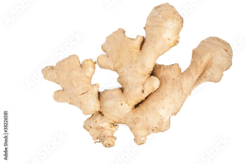 Ginger with slices isolated