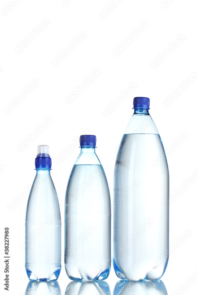 Group plastic bottles of water isolated on white Group plastic bottles of water isolated on white