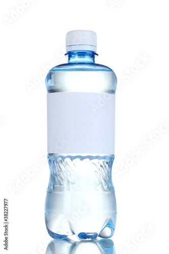 One plastic bottle of water isolated on white