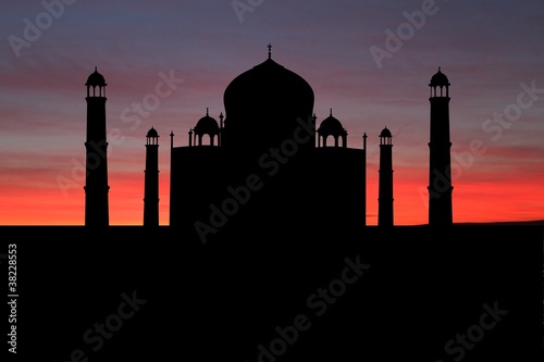 Taj Mahal India at sunset illustration