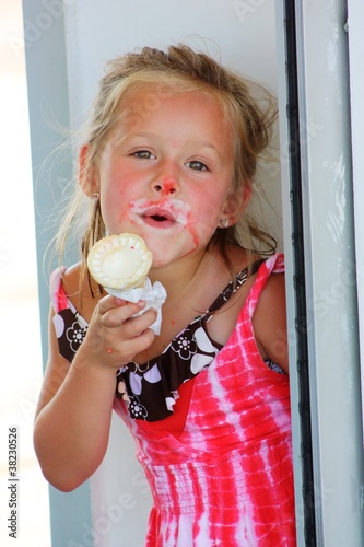 Kid Eating Ice Cream photo